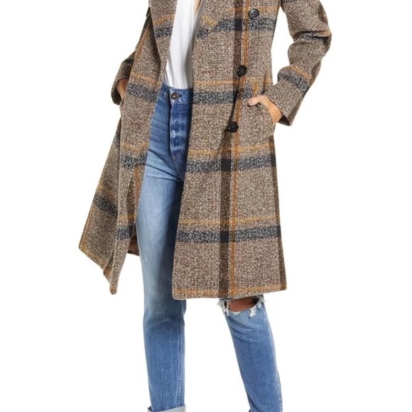 Kendall & Kylie Jackets & Blazers - NWOT Kendall + Kylie wool blend plaid coat, size L.